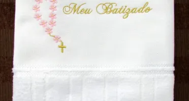 Toalha para Batizado Personalizada com Barra Bordada