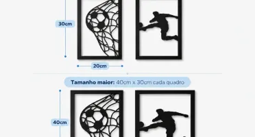 Kit 2 Quadros Futebol em MDF Preto