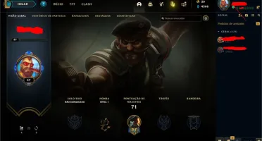 CONTA UNRANKED (EX OURO 4), COM 34 CAMPEÕES E 4 SKINS LVL 57