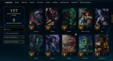 Ouro 3 com 80 Champs e 19 Skins