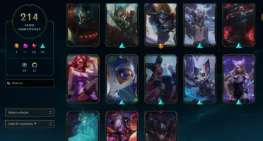 Conta lol esmeralda 4 todos os champs, 214 skins e + 30k EA