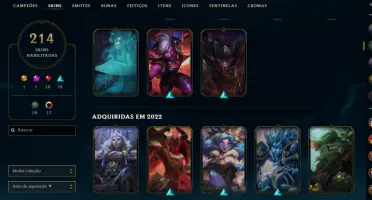 Conta lol esmeralda 4 todos os champs, 214 skins e + 30k EA
