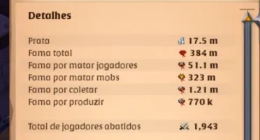 Conta albion,fama 384M,prata 17m e + de 15m em itens