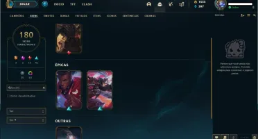 Conta Main ADC PLATINA 4 1535RP 180skins FALTA 3 CAMPEÕES SÓ