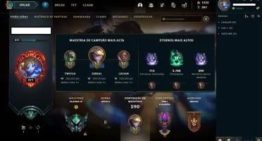 Conta Main ADC PLATINA 4 1535RP 180skins FALTA 3 CAMPEÕES SÓ