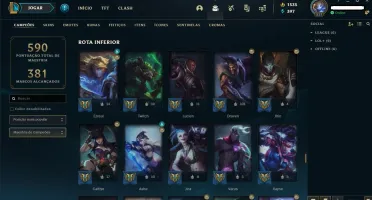Conta Main ADC PLATINA 4 1535RP 180skins FALTA 3 CAMPEÕES SÓ