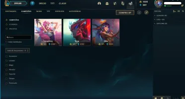 Conta Main ADC PLATINA 4 1535RP 180skins FALTA 3 CAMPEÕES SÓ