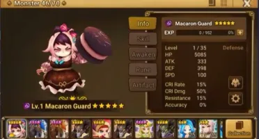 Reroll Summoners War lvl10 com Macaron Guard Dark - Giselle