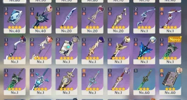 Conta Genshin Hutao, Shogun, Keqing, 3 Armas 5 Estrelas