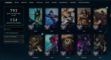 Platina 4 com TODOS os Champs e 264 Skins +16 Vitoriosas