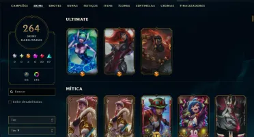 Platina 4 com TODOS os Champs e 264 Skins +16 Vitoriosas