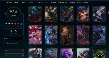 Platina 4 com TODOS os Champs e 264 Skins +16 Vitoriosas