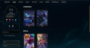 Unranked com 35 Champs e 11 Skins +3 Espolios