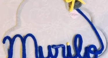 Porta Maternidade Nuvem com Balão de Ar 3d em Tricotin