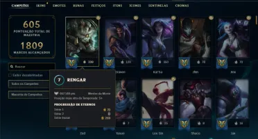 Diamante 2 com TODOS os champs e 168 Skins ( JG / ADC )