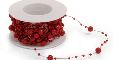Cordão de Pérolas Vermelho - Rolo com 8 Metros
