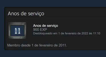CONTA STEAM 11 ANOS