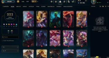 Conta LoL Platina 4, TFT Mestre, Nivel 642, 223 Skins