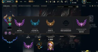 Conta LoL Platina 4, TFT Mestre, Nivel 642, 223 Skins