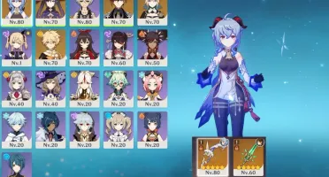 Ganyu, Zhongli, Mona e Jean + Amos Bow e Lança de Jade