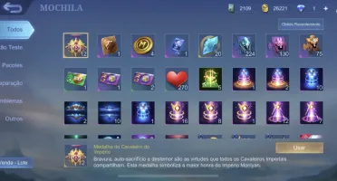 Conta Mobile legends com vários heróis e skin