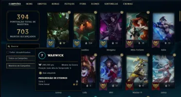 Conta prata 1 com 100 champs e 112 skins +1 Prestigio