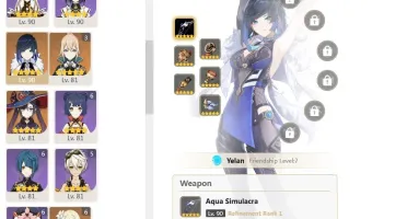 CONTA GENSHIN AR59✨8 ARMAS 5⭐10 LENDÁRIOS + YELAN E AQUA✨