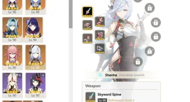 CONTA GENSHIN AR59✨8 ARMAS 5⭐10 LENDÁRIOS + YELAN E AQUA✨