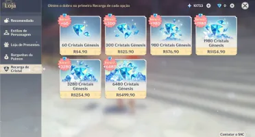 Conta Genshin Ar 59 18 Personagens 5* & 10 Armas 5*
