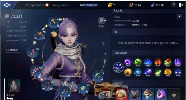 Conta MIR4 Arqueira LVL 67 SA81 com pet épico