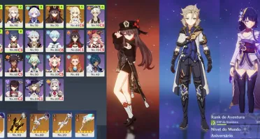 #015 Hutao Shogun+Luz Albedo Qiqi +Harpa+Falcão+Amos+Áspera
