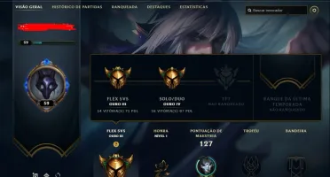 CONTA GOLD 4 LVL 59 COM 45 CAMPEÕES+26 SKINS (+5 NO ESPÓLIO)