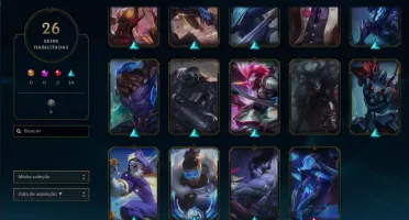 CONTA GOLD 4 LVL 59 COM 45 CAMPEÕES+26 SKINS (+5 NO ESPÓLIO)