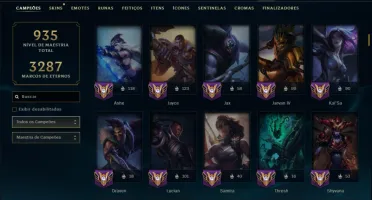 Ouro 3 com TODOS os Champs e 302 Skins +2 Raras