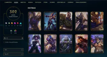Ouro 3 com TODOS os Champs e 302 Skins +2 Raras