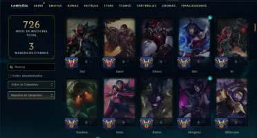 Mestre com TODOS os Champs e 248 Skins ( 193 PDL )