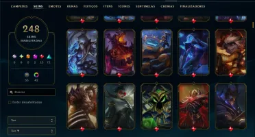 Mestre com TODOS os Champs e 248 Skins ( 193 PDL )