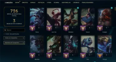 Mestre com TODOS os Champs e 248 Skins ( 193 PDL )