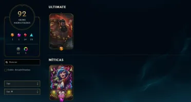 Conta LOL com 92 skins + LVL 125