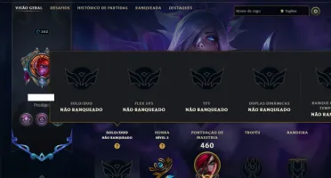 Unranked com TODOS os Champs e 176 Skins ( MID / ADC / SUP )