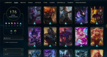 Unranked com TODOS os Champs e 176 Skins ( MID / ADC / SUP )