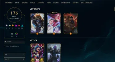Unranked com TODOS os Champs e 176 Skins ( MID / ADC / SUP )