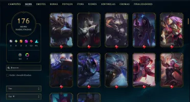 Unranked com TODOS os Champs e 176 Skins ( MID / ADC / SUP )