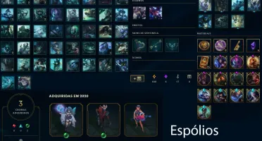 CONTA GOLD LVL 300+, 124 CHAMPS, 59 SKINS, 89 EMOTES E MAIS