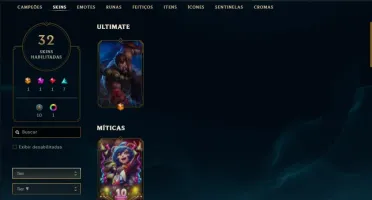 Conta ouro 2 com 32 skins e 69 champs