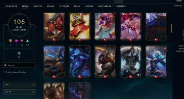 🔥Conta smurf LOL BR com 101 skins, 17000EA e 1033 RP🔥