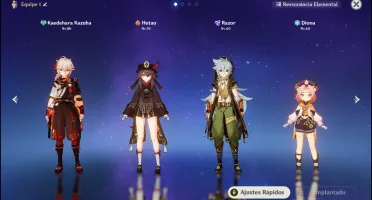 Ar 47 Kazuha, Hutao, Keqing, Jean e Qiqi
