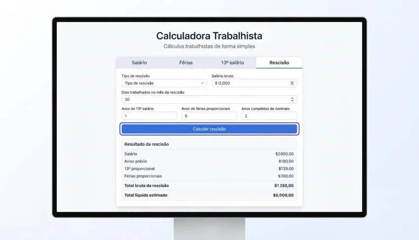 Calculadora Trabalhista — Cálculos Trabalhistas Simples
