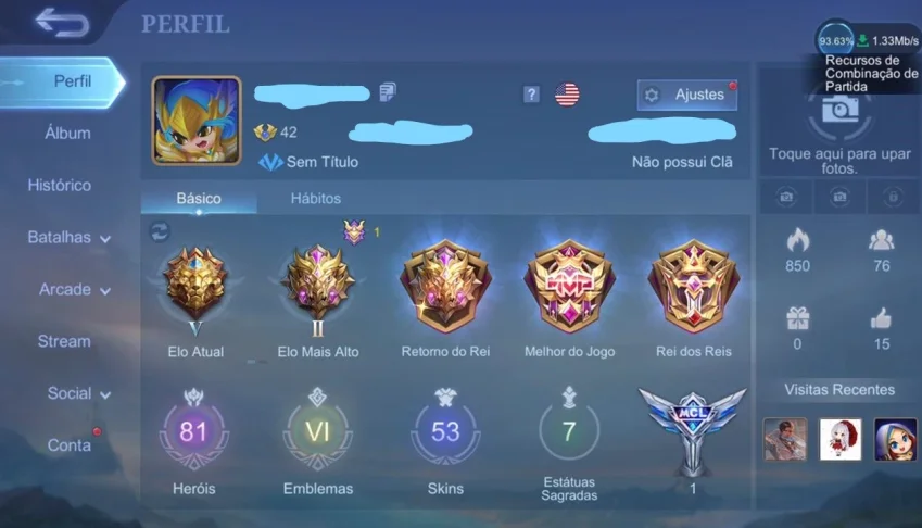 CONTA MOBILE LEGENDS COM 81 CHAMPS E 53 SKINS