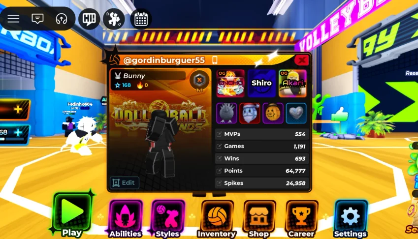 CONTA Volleyball super upada com item de robux OG!